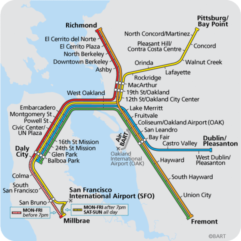 BART : San Francisco U-Bahn-Karte , Vereinigte Staaten